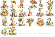 20 Watercolor Giraffe Summer Clipart, an Animal Illustration by Pati Charm Studio (Thumbnail 2 of 8)