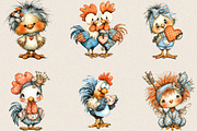 Whimsical Chicken Valentine Clipart, an Illustration by SVGArt (Thumbnail 2 of 8)