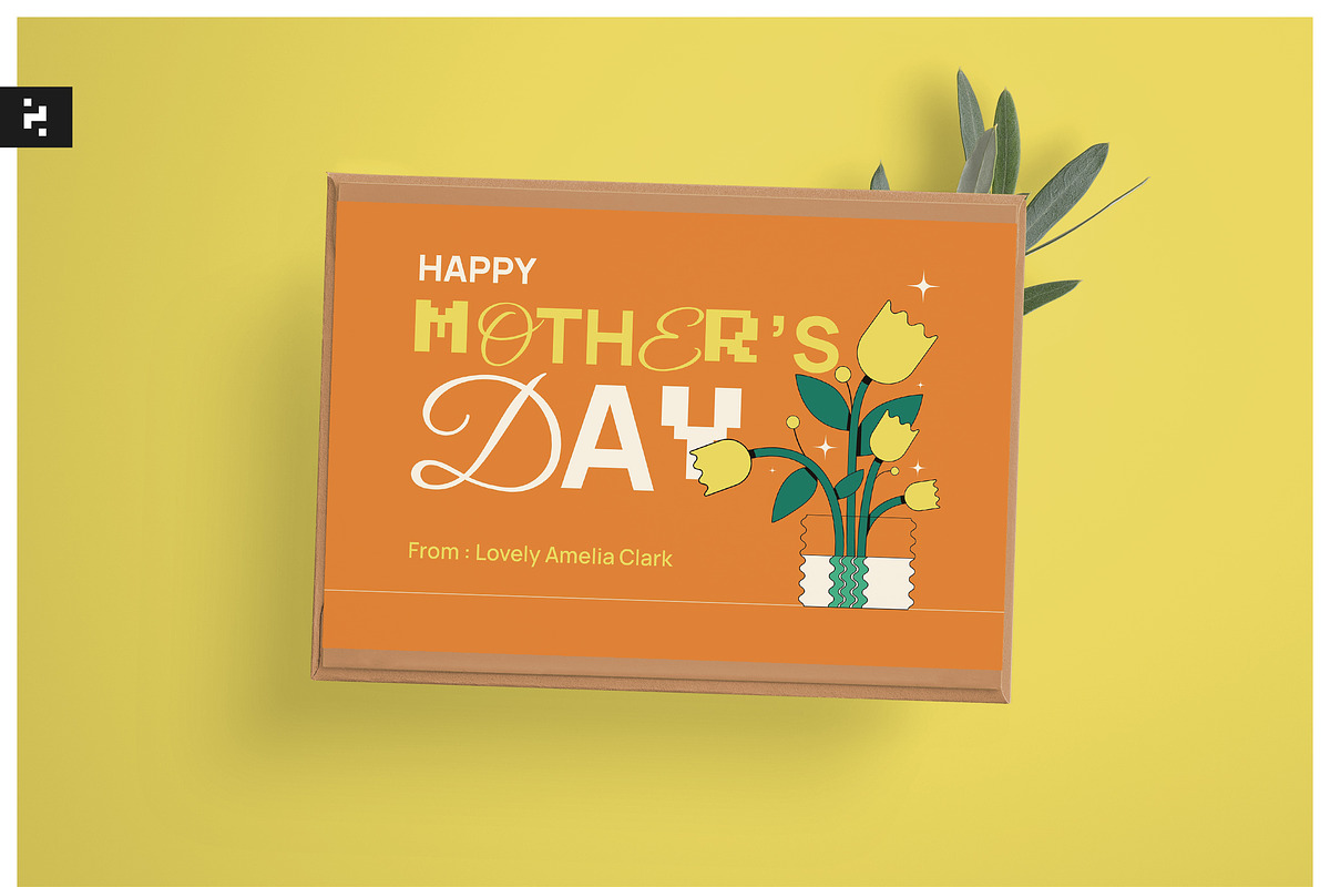 Orange Mothers Day Greeting Card, a Card Template by Neermana (Photo 4 of 4)