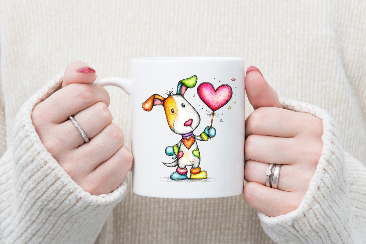 Whimsical Valentine Dog Clipart, an Illustration by designcity5 (Photo 4 of 5)
