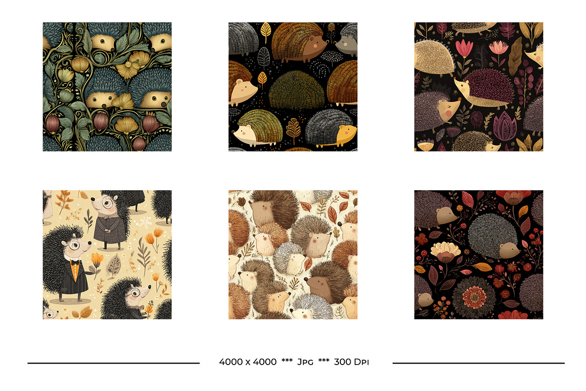 Hedgehog Retro Art Style Patterns, a Pattern Graphic by karenfoleyphoto (Photo 2 of 12)