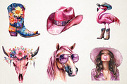 Pink Disco Cowgirl Watercolor Clipar, an Illustration by RobertsArt (Thumbnail 6 of 7)