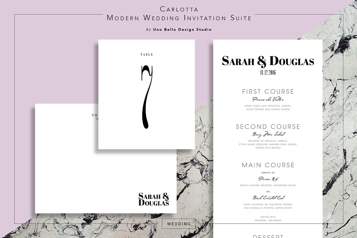 Carlotta Modern Wedding Stationery, an Invitation Template by Uno Bello Design Studio (Photo 4 of 5)