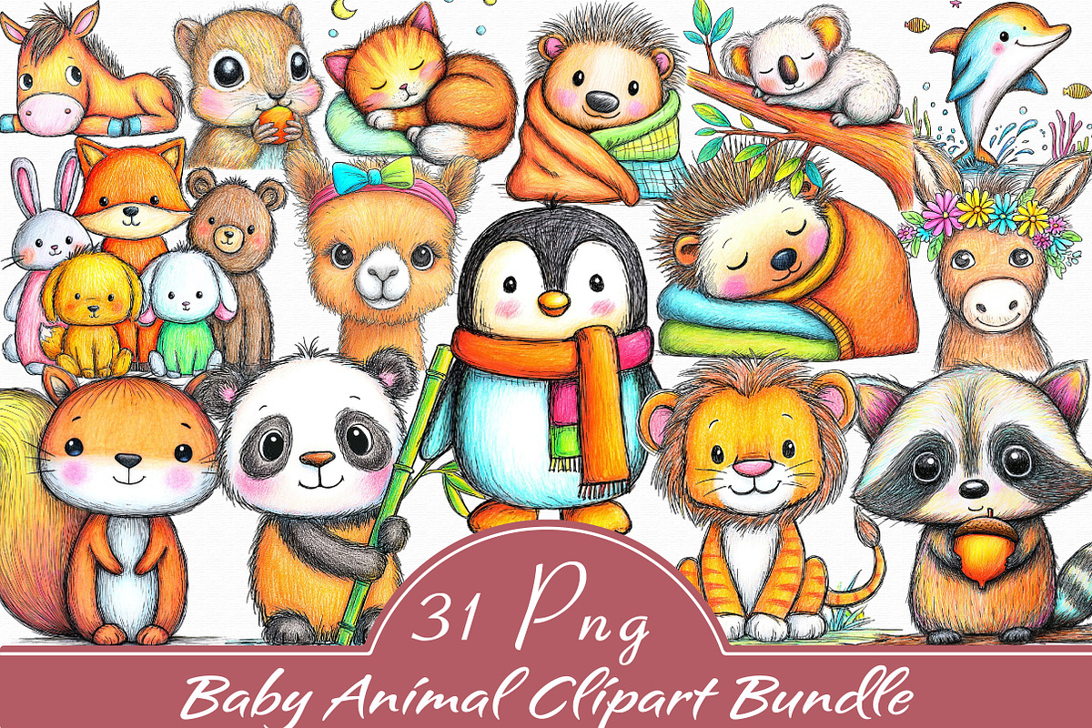 Baby Animal Clipart Bundle, an Illustration by Libby Wishes (Photo 1 of 9)
