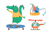 Cute animals with vehicles, an Animal Illustration by Good Studio (Thumbnail 3 of 6)