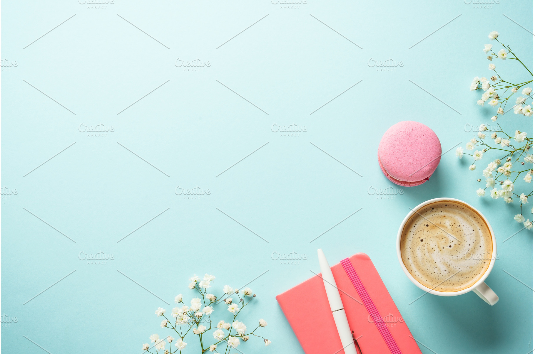 Cup of coffee, macaroon and flower, a Food & Drink Photo by Nadia-nb