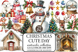 Cute Christmas Day Clipart, an Illustration by Libby Wishes