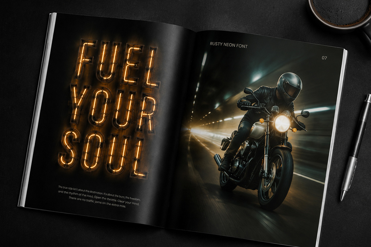 Rusty Neon Font, a Sans Serif Font by Handmadefont (Photo 15 of 19)