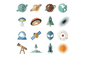 Planet Space Flat Icon Symbol