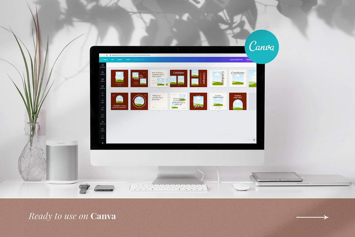 Estella Instagram Pack | PS & Canva, a Social Media Template by Visuel Colonie® (Photo 3 of 15)