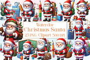 Watercolor Christmas Santa Clipart, an Illustration by CraftArtStudio (Thumbnail 1 of 5)
