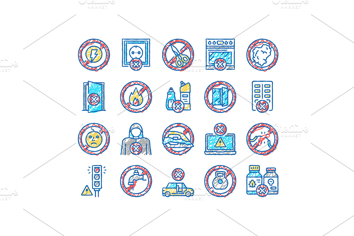 Child Life Safety set Icons hand, an Object Illustration by pikepicture