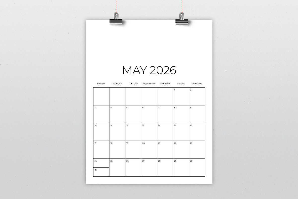 2026 Vertical 8.5 x 11 Inch Calendar, a Stationery Template by Running With Foxes (Photo 3 of 6)