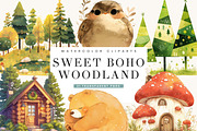Watercolor Boho Woodland Clipart, an Animal Illustration by BusyDaydesign (Thumbnail 1 of 8)