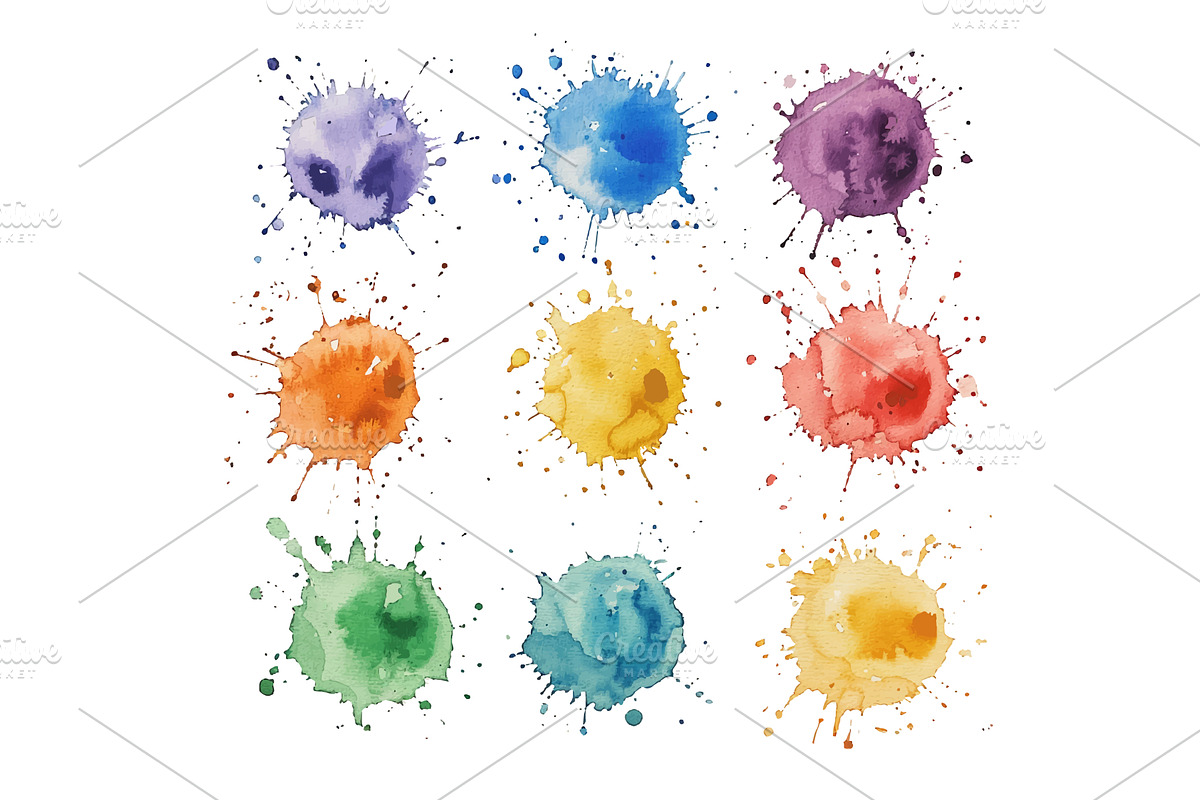 Colorful watercolor splatter, an Illustration by piter.goskov