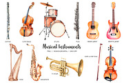 Watercolor musical instruments set, an Object Illustration by Art and Funny (Thumbnail 2 of 4)