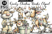 Quirky Christmas Reindeer Clipart, an Illustration by Daily.Designs (Thumbnail 1 of 5)