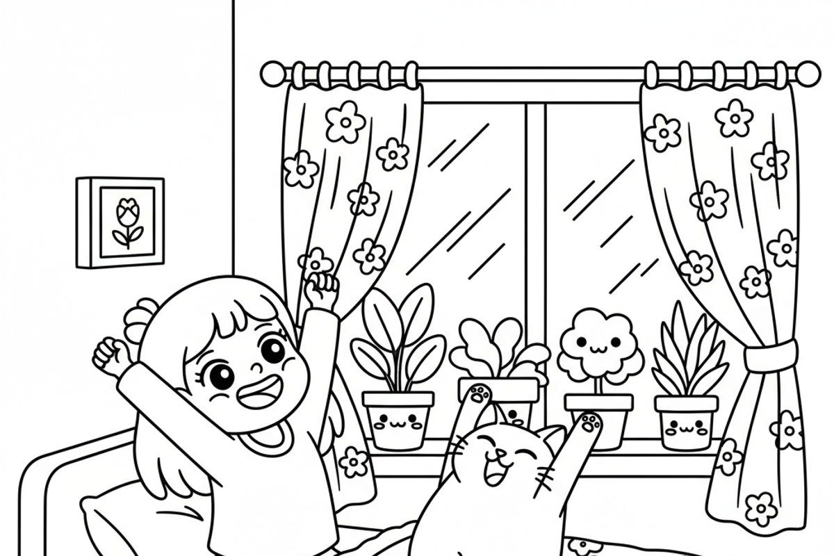 Cat Bestie Coloring Book Pages, an Illustration by one-touch (Photo 12 of 15)