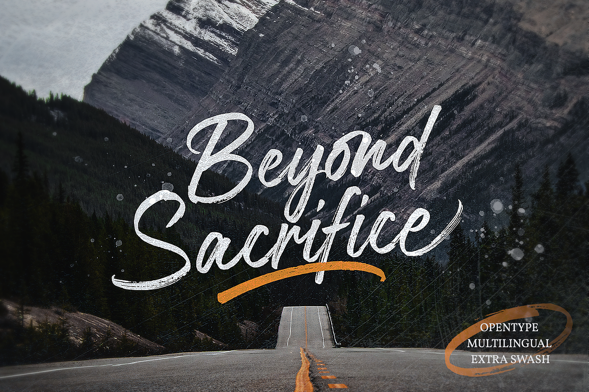 Beyond Sacrifice, a Script Font by NUGS (Photo 1 of 7)