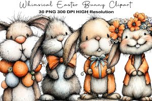 Whimsical Easter Bunny Clipart PNG, an Illustration by Black Bird Studio