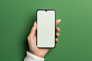 Hand holding blank smartphone mockup, a Technology Photo by MistyDay