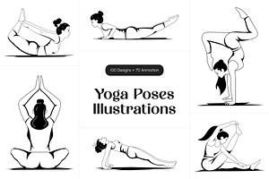 Bundle of Yoga Poses Illustration, a Sport Illustration by Creative Stall