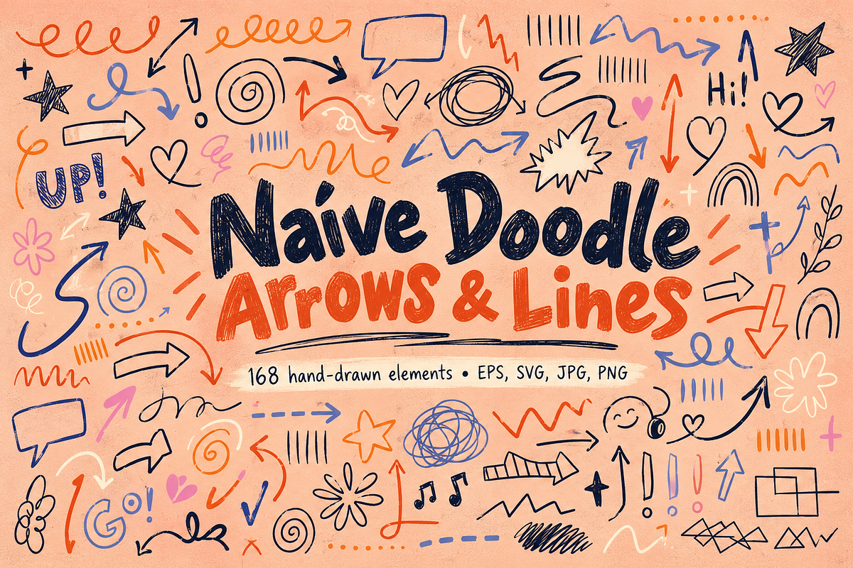 Naive Doodle Arrows & Lines, an Education Illustration by Anna Studio (Photo 1 of 10)