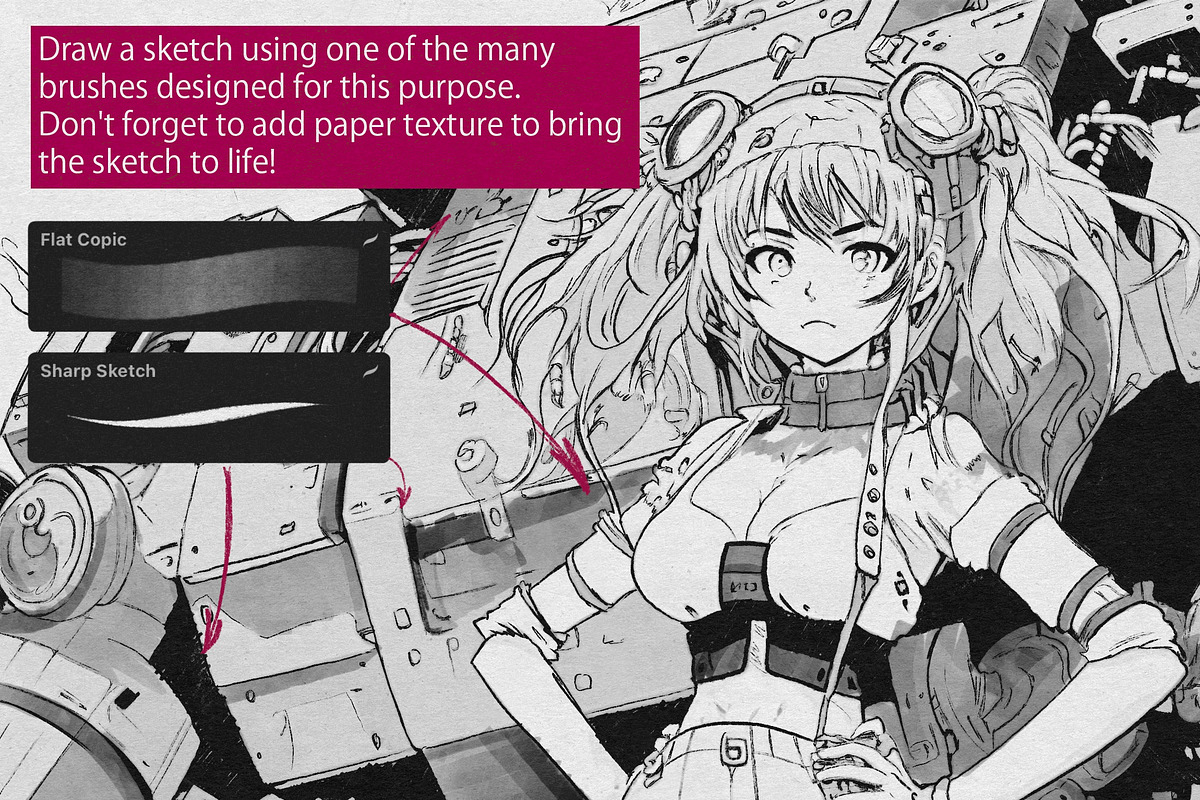 104 MagicPro Manga Procreate Brushes, a Brush Add-On by BrushArchive (Photo 2 of 10)