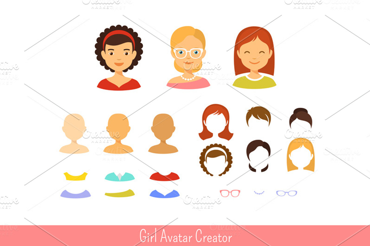 Girl avatar creator and icons set, an Emoji Icon by Teneresa (Photo 1 of 2)