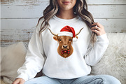 Christmas Coquette Highland Cow png, an Illustration by Watercolor design (Thumbnail 4 of 5)