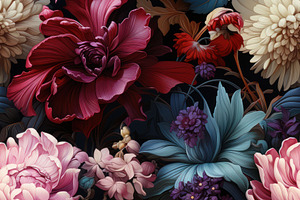 Tropical Baroque Floral Patterns Set