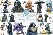 Halloween Funny Reaper Clipart, an Illustration by Craft Nest (Thumbnail 1 of 6)