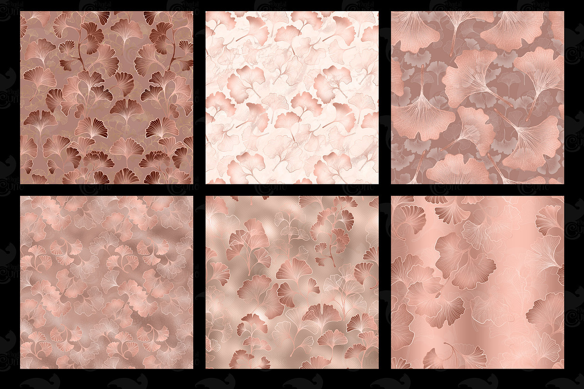 Rose Gold Ginkgo Digital Paper, a Texture Graphic by Digital Curio (Photo 2 of 5)
