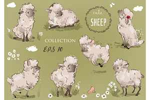 cute sheeps collection, an Animal Illustration by Eve Farb