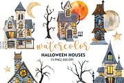Watercolor Halloween House, PNG, a Decorative Illustration by PatternPalette (Thumbnail 3 of 3)