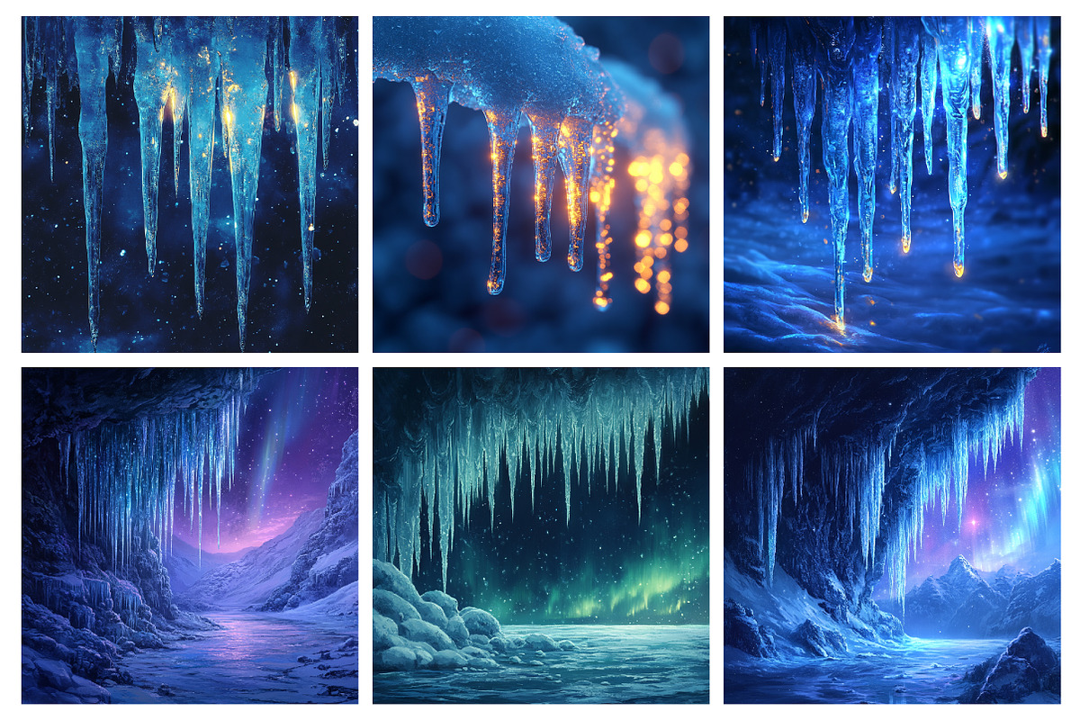Frozen Icicles Digital Paper, an Illustration by RobertsArt (Photo 5 of 7)