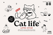 Cat Life: Coffee Edition, an Animal Illustration by dicreate (Thumbnail 1 of 12)