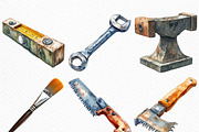 Watercolor Craftsman Clipart, an Illustration by Craft Nest (Thumbnail 2 of 6)