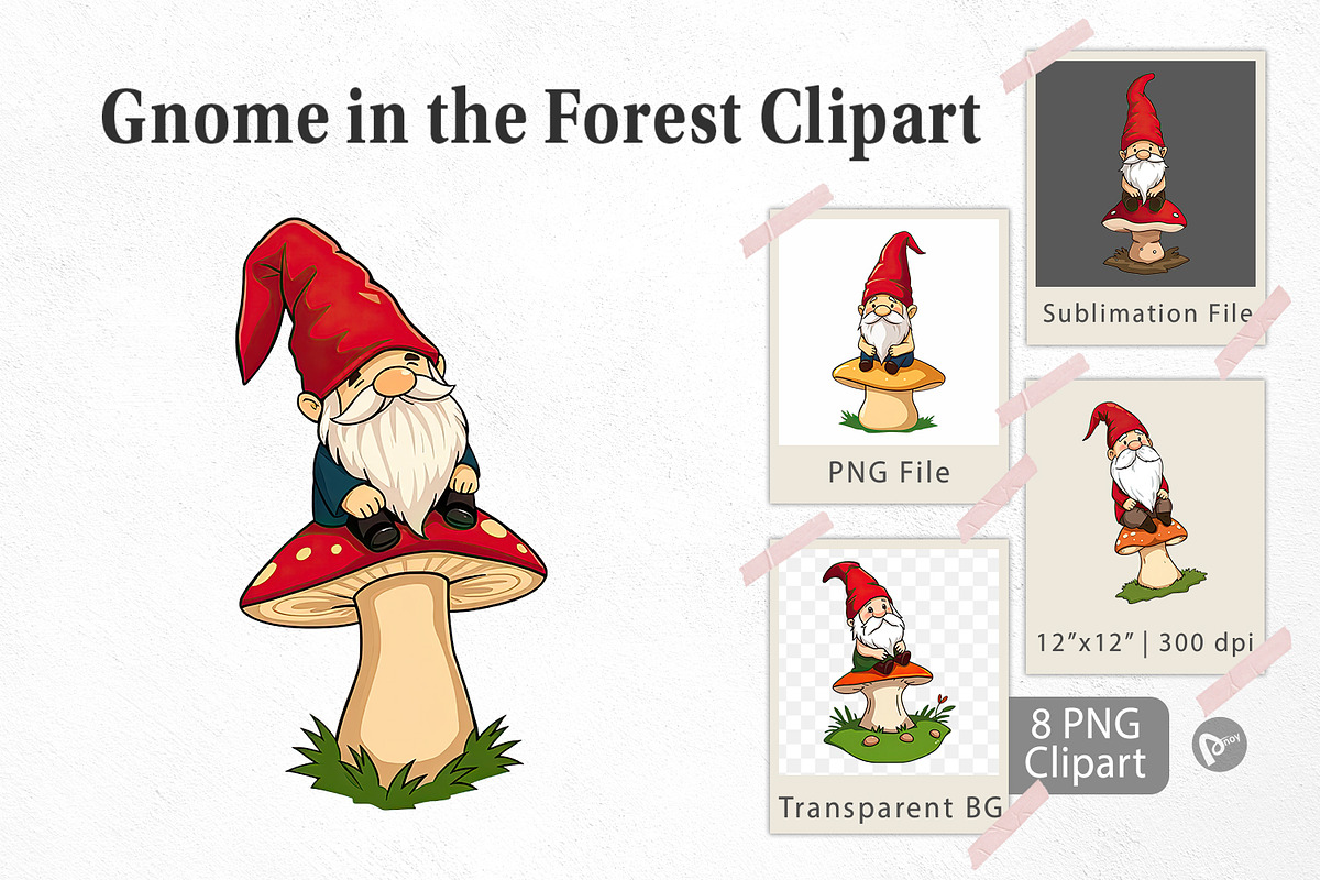 Gnome in the Forest Clipart, a Graphic by Artnoy (Photo 1 of 5)
