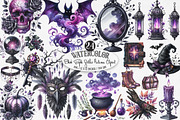 Black & Purple Gothic Autumn Clipart, an Illustration by Designking (Thumbnail 1 of 4)