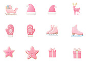 Watercolor Hot Pink Christmas Clipar, an Illustration by Designworld (Thumbnail 2 of 5)