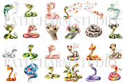 25 Quirky Snake Clipart PNGs, an Animal Illustration by Pati Charm Studio (Thumbnail 2 of 8)