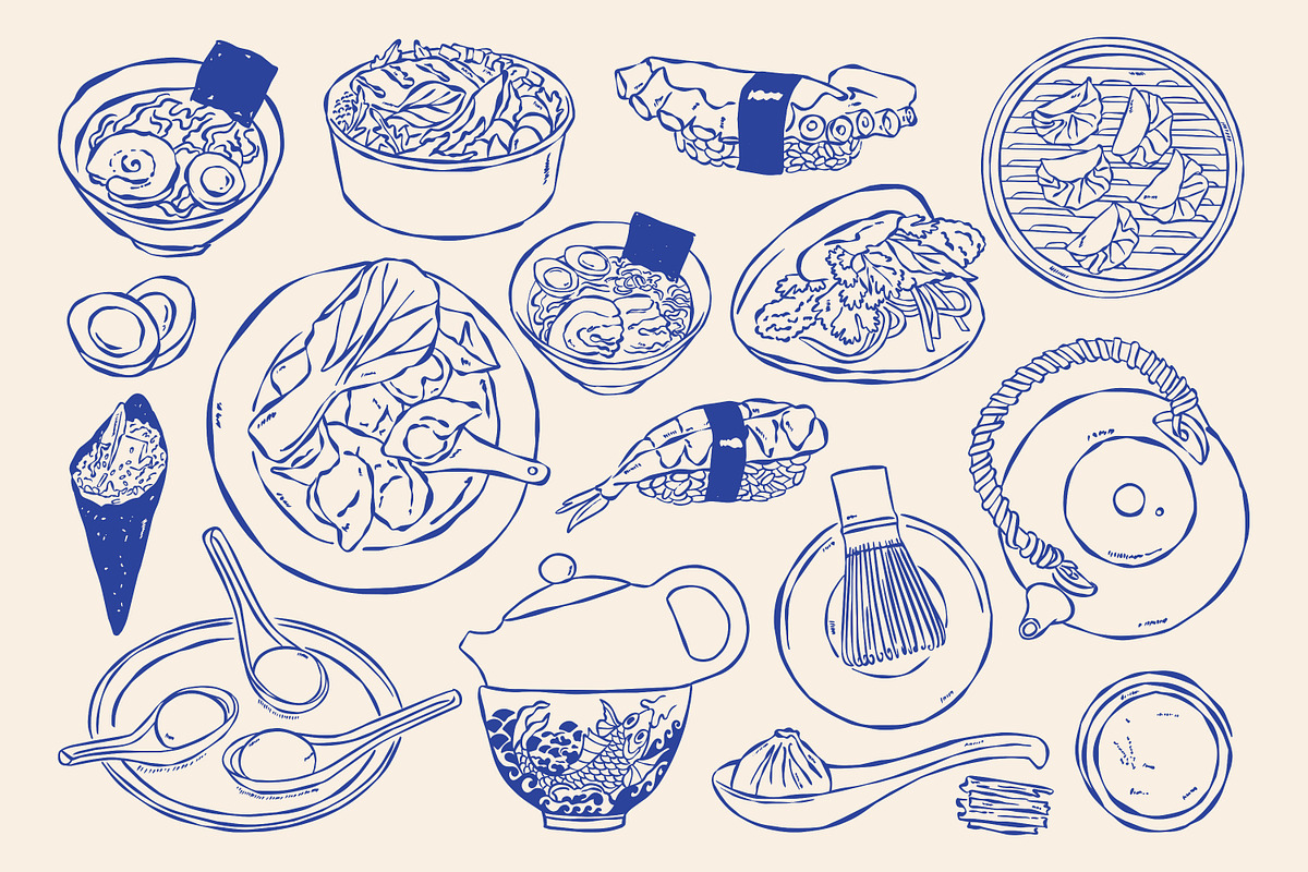 Asian Food Line Art 80 Illustrations, a Food Illustration by DesignThatMatters (Photo 13 of 14)
