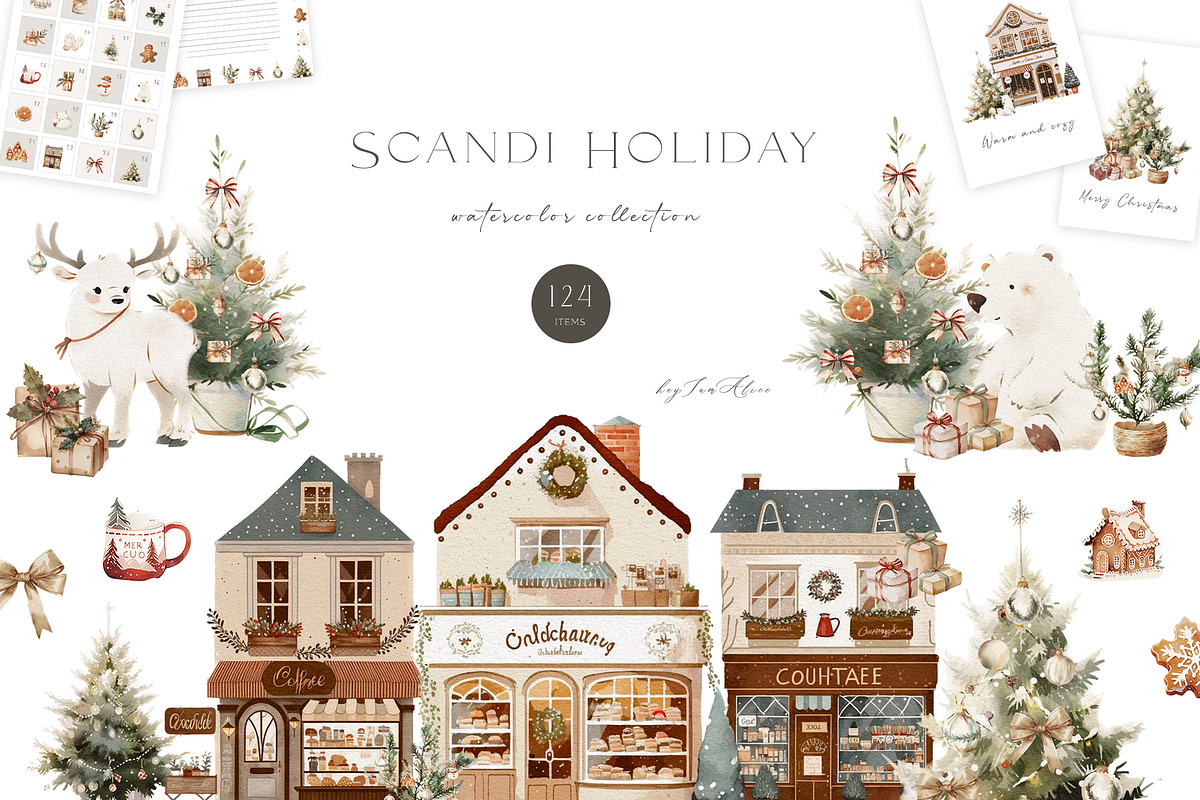 Scandinavian Christmas Holiday, a Seasonal Illustration by heyiamalice (Photo 1 of 15)