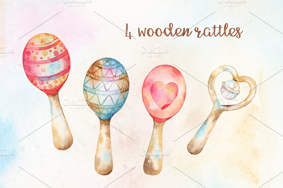 Baby girl teethers and rattles set, an Illustration by Tatiana Troian (Photo 3 of 6)