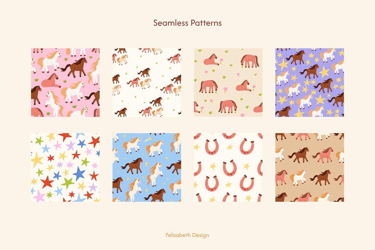 Happy Horses | Cliparts & Patterns, an Animal Illustration by Felizabeth Design (Photo 9 of 10)