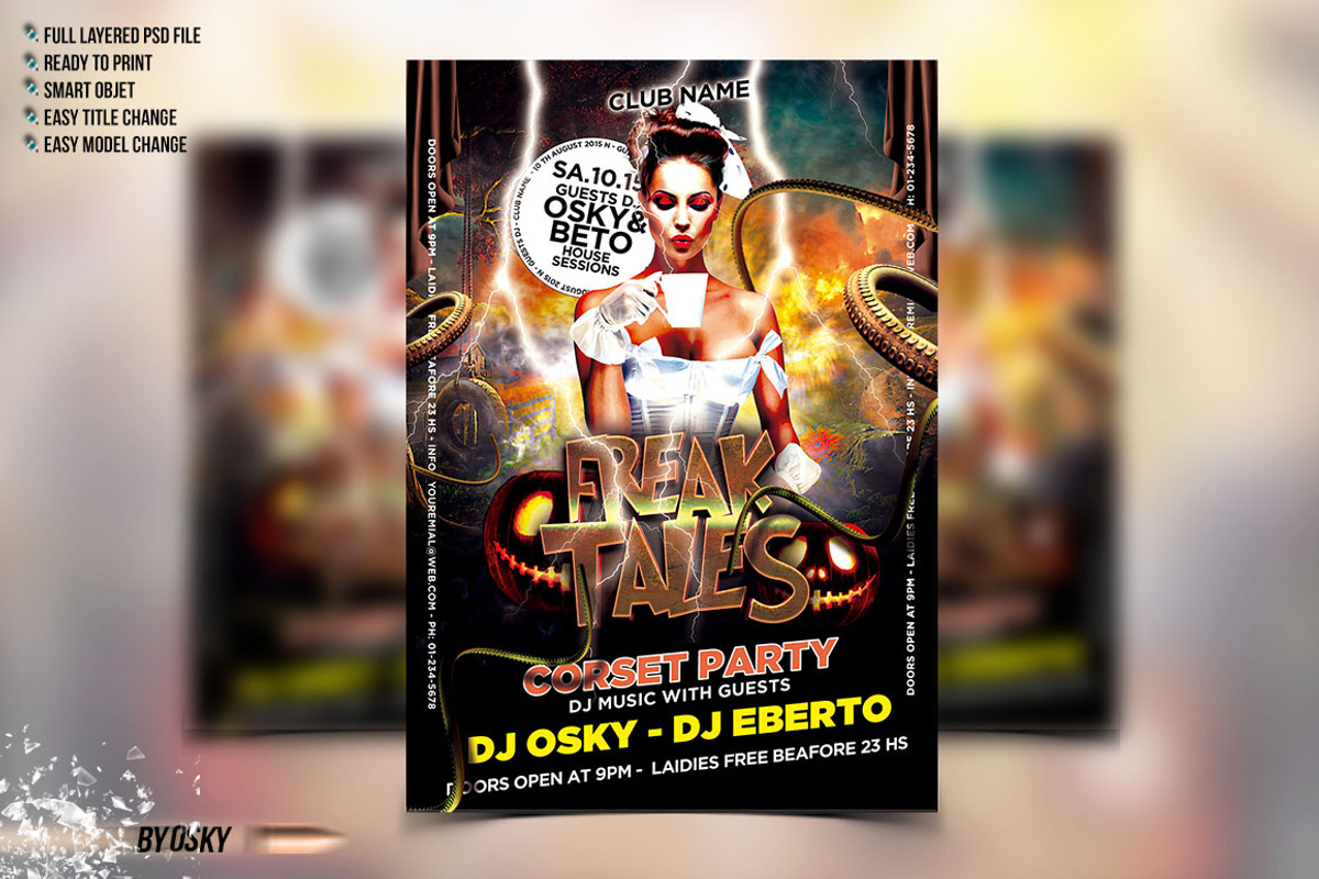 Freak Tales Halloween Flyer, a Flyer Template by Osky