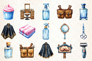 Watercolor Barber Shop Clipart, an Illustration by Rose Art (Thumbnail 2 of 4)