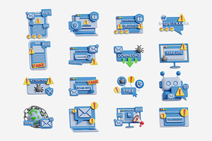 Web Spam & Fake Content 3D Icon Set, an Object 3D Model by Eklip Studio