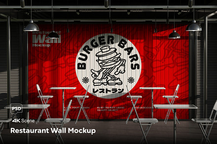 Restaurant Wall Mockup, an Advertising Mockup by skybluecreative